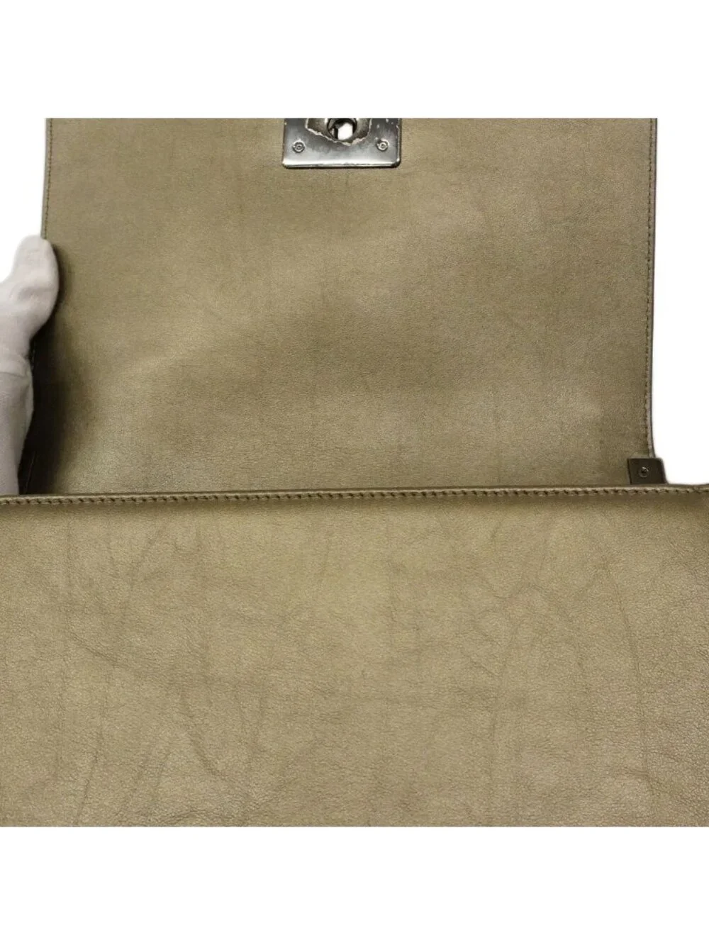 Chanel Shoulder Bag Boy Leather Gray Silver